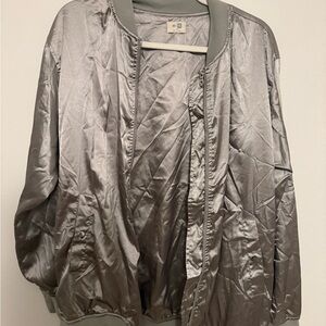 Silky Silver Bomber Jacket